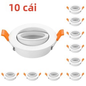1/10 Chiếc Đèn LED Tròn Đèn Downlight Âm Trần Giá Đỡ Cho MR16/GU10 Bóng Đèn Nhôm Ốp Trần Đèn Khung Màu Đen Trắng Bạc