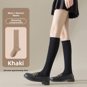 JIAZINI | Over-Knee Long Tube Socks Womens Autumn Winter Anti-Slip Warm Woolen Thigh High Socks Knee Protector Grey Pressure Leg Socks