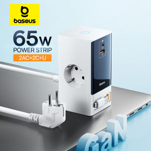 Baseus 65W GaN Charger Fast Power Strip Digital Desktop Charging Station 4000W 2AC Sockets APP Remote Control For Samsung iPhone