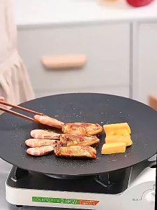 Wajan Panggangan 34 CM Korea Anti Lengket Tempat Pemanggang BBQ Datar / Grill Pan Serbaguna PH C1211
