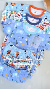LIBBY Setelan Piyama Anak Laki Perempuan Kancing Pundak Pendek | Stelan Celana Pendek | Hazel Glaze | Size S M L 2L XL XXL