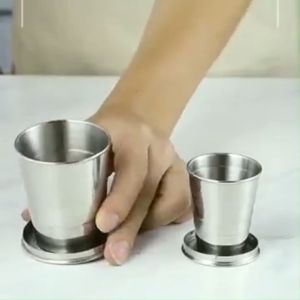 QEARZ With Keychain Travel Portable Collapsible Cup Coffee Handcup Telescopic Mug Folding