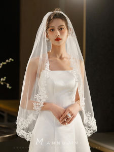 Wedding Bridal Headpiece Simple Single Layer with Comb White Soft Mesh Lace Trim Headscarf for Wedding Travel Photos Accessories