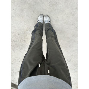 กางเกงขายาวทรงตรงผู้ชายสีเขียวทหารแห้งเร็ว กางเกงขายาวทรงตรงบางสำหรับฤดูร้อน กางเกงขายาวทรงย้อนยุคสไตล์อเมริกันสำหรับผู้ชาย