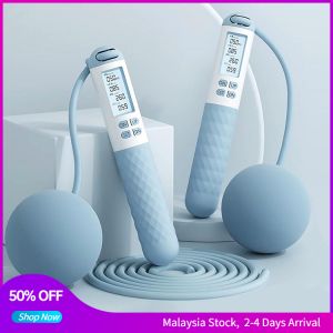 Digital Skipping Rope Cordless with Digital Counter Calorie Professional Adjustable Lompat Tali Two In One electronic Jumping Jump Rope for Workout Fitness Gym Weight loss Slimming Physical Training Exercise