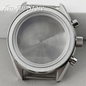 OMG PVD Black 39.7mm Moon Pattern Back Chronograph Watch Stainless Steel For VK63 VK64 Movement For OMG Watch Parts 20mm Strap