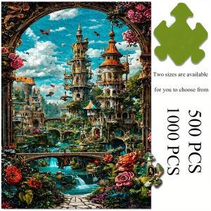 Fantasy Floating Castle Jigsaw Puzzle - 500/1000 PCS Magical Garden Theme Adult Intellectual Game Home Decor Gift