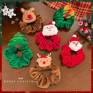 2026 Girls Christmas Flannel Ponytail Holder Hair Ties Santa Claus Elk Velvet Hair Rope Creative Kids Scrunchies Hair Accessorie
