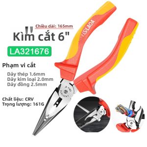 Kìm Cắt Dây Cách Điện LAOA VDE 6 7 8 Kết Hợp Kìm Mũi Nhọn Kìm Cắt Chéo Dành Cho Thợ Điện Dụng Cụ Chịu Điện Áp Cao