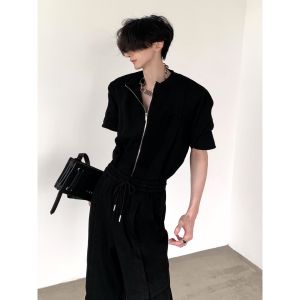 Autumn Mountain Wind Mens Casual Sportswear Set Zipper Short Sleeve T-Shirt Lightweight Comfortable Breathable for Summer