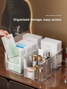 Transparent Divided Makeup Storage Box Desktop Large Capacity Cosmetic Organizer Skin Care Product Rack Transparent Storage Box