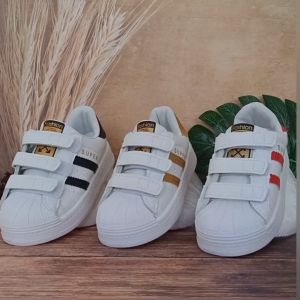 Sepatu Anak Laki-laki / Perempuan Model Garis 2 Temali Korean Shoes New Fashion IMPORT BISA COD