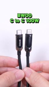 Dây sạc nhanh 27w chính hãng BWOO cáp bọc dù báo đèn dùng cho 14 13 12pro 11promax xsmax (JA SHOP)