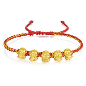 CTS 24K Soild Gold Wufu Lucky Five Snakes Charms Bracelet  CHOW TAI SENG 周大生 G1WB00604CH (Free Bracelet Rope)