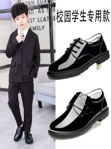 Boys Leather Shoes Black Soft Surface Performance Sneakers White Spring Autumn Children Show Shoes British Style Anti-Slip round Toe