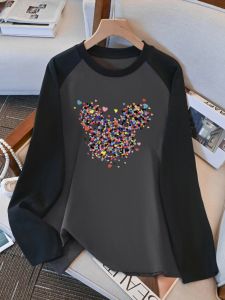 American Retro Large Size Long Sleeve T-Shirt Womens Slimming Belly Covering Inner Wear Base Shirt Design Sense Top