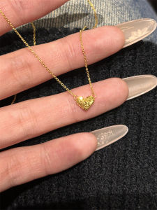 French Style Mini Heart Ice Crush Necklace Simple Fashion Clavicle Chain Accessory Gift Fresh out Original Design Alloy Jewelry