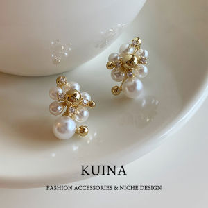 Elegant Pearl Stud Earrings Premium Silver Unique Design Fashionable Jewelry Womens Accessory  out New Style