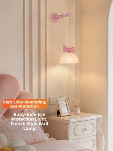 OUCHAO | Pink Bow French Countryside Style Wall Light