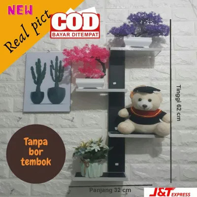Rak kosmetik cermin kaca dinding gantung aesthetic serbaguna