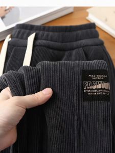 Mens Corduroy Sweatpants Loose Fit Thickened Fleece Autumn Winter New Style Sports Joggers Large Size Elastic Waistband