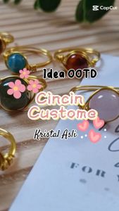 Customade Cincin Kristal Handmade Craft Wired Natural Stone Ring With Wire 14K Cincin Custom Rose Quartz Jade Feng shui Angelite Snowy Citrine Tiger Eye Red Agate Hematoid Quartz