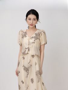 ON&ON | New Chinese Style Fashion V-Neck Mandarin Collar Blouse + Strapless Dress Set for Women