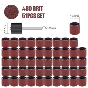 CMCP 12.7mm Sanding Drum Grit 80 100 120 with 1/8" Shank Mandrels for Nail Drill Bits Dremel Rotary Tools Accessories