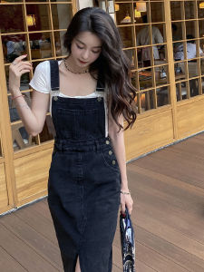 สไตล์ยุโรปวินเทจ เดนิม ชุดเอี๊ยม ผู้หญิง หลวม พรางหุ่น แยก Anti-Aging เดรส เอวสูง ผ้าฝ้าย Blend ฤดูใบไม้ผลิ ฤดูใบไม้ร่วง สินค้าใหม่