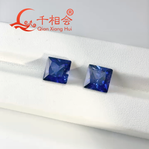 Square Shape Lab Grown Sapphire AGL Certificate Royal Blue Cornflower Blue Princess Cut Synthetic Corundum Loose Gemstone With Visible Inclusions DIY Accessories