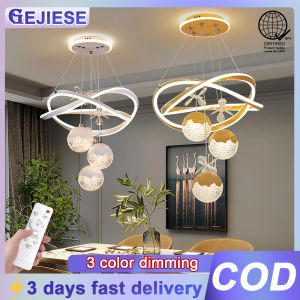 GEJIESE chandelier light modern design 80W dinning room chandelier with remote tricolor dimming living room chandeliers for high ceiling low ceiling