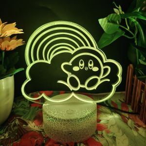 Star Kirby Amiibo โคมไฟ 3D ไฟนอน ไฟตกแต่งโต๊ะเล่นเกม ของเล่นตัวละครการ์ตูน ของขวัญ ไฟตกแต่งห้องเล่นเกม