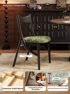 XIANGNANSONG | Luxury Vintage Cat Ear Wooden Dining Chair