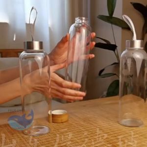 Paus Biru - Botol Minum 500ml Bening Water Bottle Plastik Lanyard Botol Air Portable Water Bottle