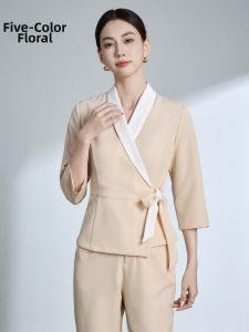 Premium Medical Beauty Stylist Work Suit Womens Three-Quarter Sleeve