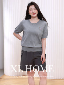Unique Ice Silk Knitted Short Sleeve T-Shirt for Women Summer 2025 New Arrival by Xilin plus Size Fashion Dog Ear Style
