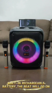 V2S PARTY BOX 1000 Wireless Karaoke Bluetooth Speaker With 2PC Wireless Microphone With RGB Led Lights