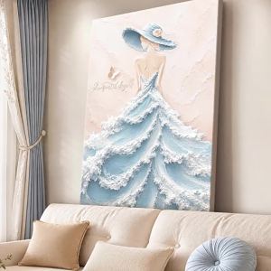 RUIBAHAO | Creamy Wooden Style 3D French Character Wall Art Decoration
