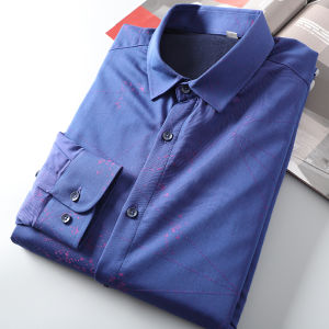 Thickened Fleece Business Casual Long Sleeve Shirt Warm Autumn Winter Dad Clothes Style Workwear Button Decoration Color Woven