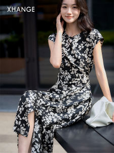 Elegant Casual Printed Silk Dress for Women Summer
