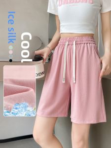 YAMIANNV | Plus Size Womens Tencel Ice Silk Shorts Lightweight Summer Soft Five-Quarter Length Sport Pants Loose Fit Street Style Shorts