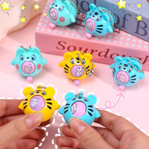 3PCS Tiger Design Fun Fair Finger Guessing Egg Game Pendant Rock Paper Scissors Play Toy Keychain Fun Battle Game Car Keyring Kids Party Gifts