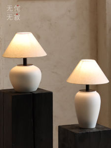 Artistic Table Lamp Bedside Table Lamp Ceramic Lamp Pottery Pot Lamp Antique Style Table Lamp Black Desktop Table Lamp Decoration Ambience Light