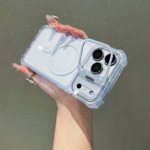 szhaiyu | Transparent Phone Case for IPhone 17 Pro 16 15 14 13 Pro Max for Magsafe Magnetic Wireless Charge Camera Stand Holder Lens Cover