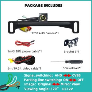 Backup Camera Rear View Cam American License Plate Bracket-Mounted 170 Degree AHD 720P or 1080P Reverse Parking for Car Vehicle