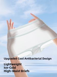miiow | Antibacterial Ice Silk Seamless Womens Underwear Thin Flat Angle Shorts High Waist Comfortable Cotton Youth Summer Briefs