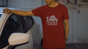T-shirt Family Day Birthday & Rewang - Custom Maroon Shirt - Twin Castling