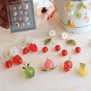 Fruit Shaped Resin Casting Molds 3D Mini Strawberry Lemon Cherry Peach Silicone Fruit Jewelry Pendant Resin Mold Craft Tools