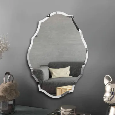 Customized Irregular Bevel Mirror Wall Mounted No Drilling Decorative Bathroom Vanity Mirror