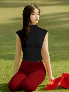 Pilates Yoga Vest Top Womens Sport Fitness Red High Collar Autumn Winter High Aesthetic Value Half High Neck Advanced Feeling